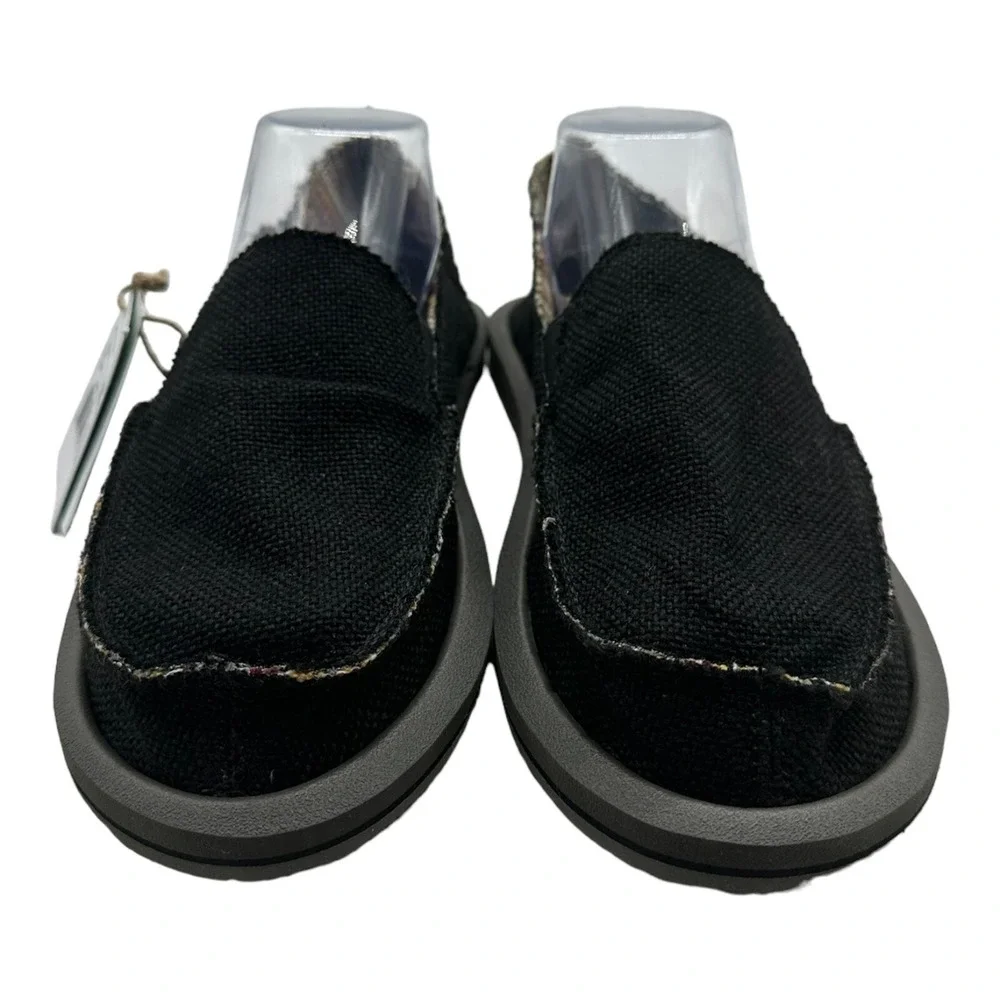 Sanuk‎ Donna Hemp Shoes Women's Size 6 Black Slip On Loafers NWT SWF1160 BLK